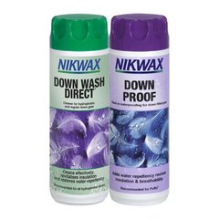 Набор для стирки пухового снаряжения Nikwax Down Wash Direct/Down Proof 300ml, green/violet, Средства для пропитки, Для одежды, Для пуха, Великобритания, Великобритания
